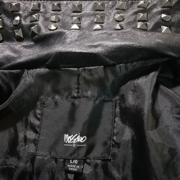 Massimo vegan leather studded black motto jacket L - Picture 7 of 8